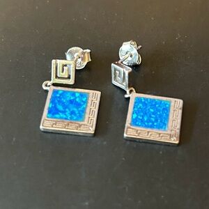Sterling silver and blue opal earrings. Purchased in Greece last month